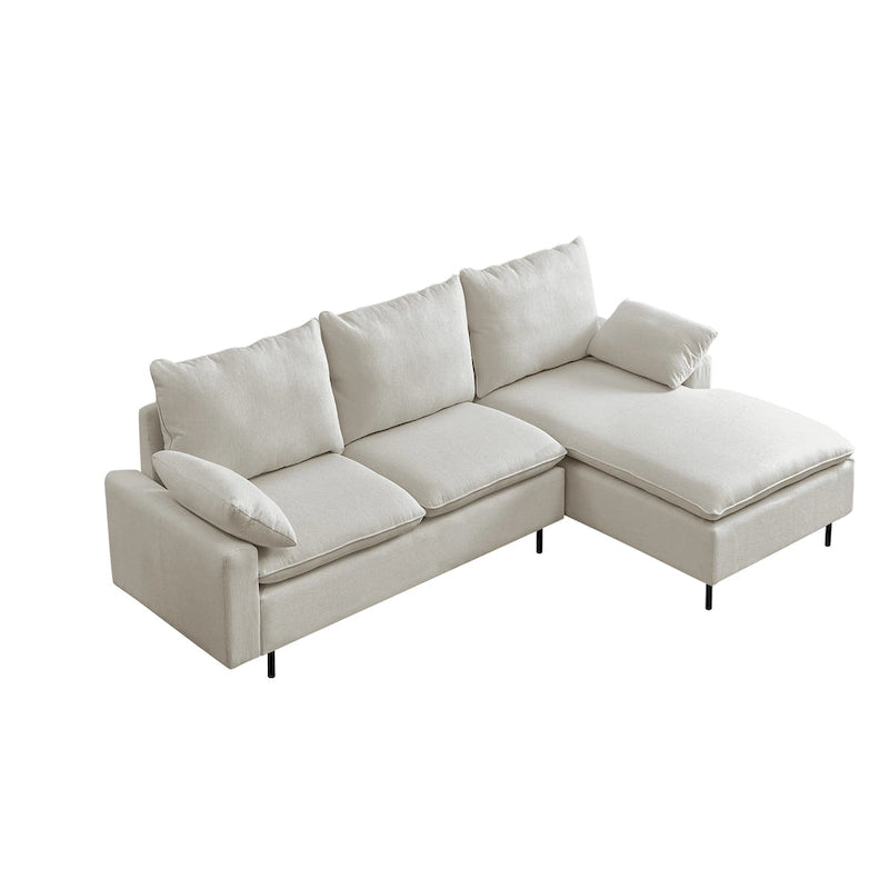 L-förmiges Sektionssofa aus Leinen mit Chaiselongue