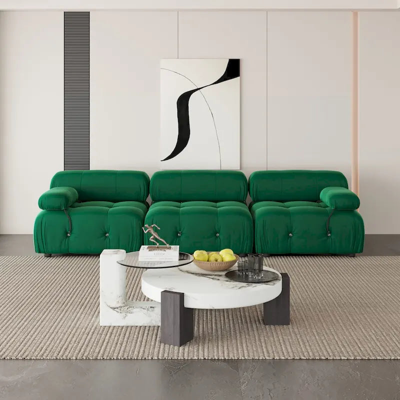 Samtstoff-bezogenes, modulares Sektionssofa, modernes Sofa