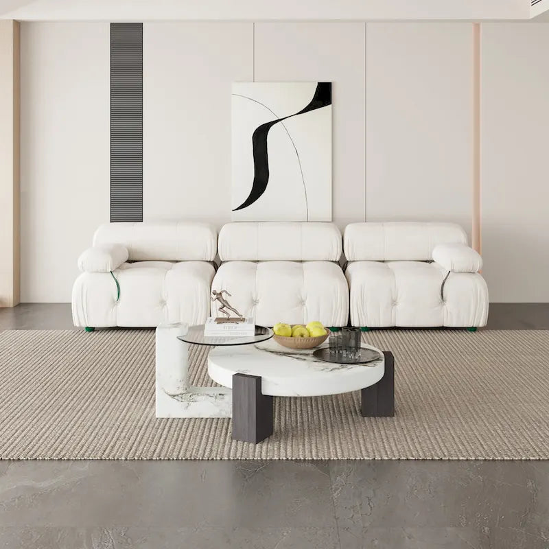 Samtstoff-bezogenes, modulares Sektionssofa, modernes Sofa