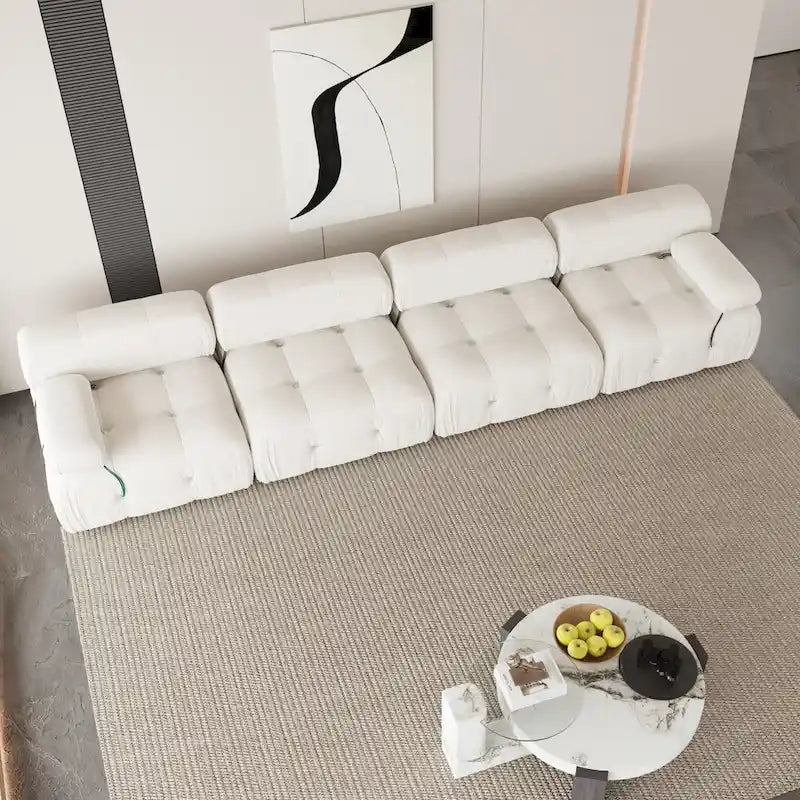 Samtstoff-bezogenes, modulares Sektionssofa, modernes Sofa