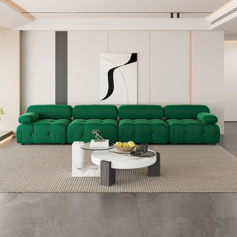 Samtstoff-bezogenes, modulares Sektionssofa, modernes Sofa
