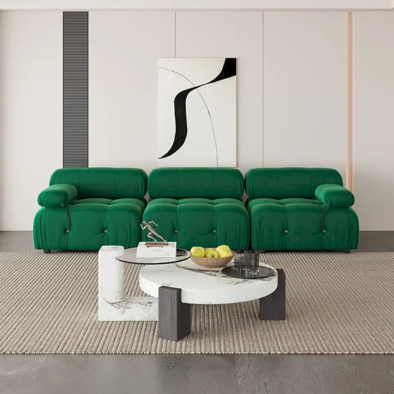 Samtstoff-bezogenes, modulares Sektionssofa, modernes Sofa