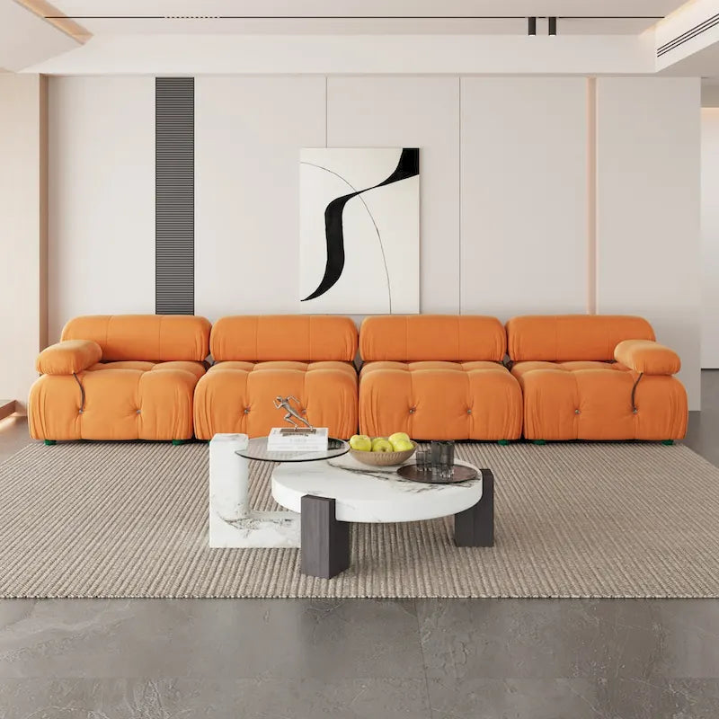 Samtstoff-bezogenes, modulares Sektionssofa, modernes Sofa