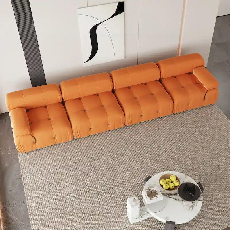 Samtstoff-bezogenes, modulares Sektionssofa, modernes Sofa