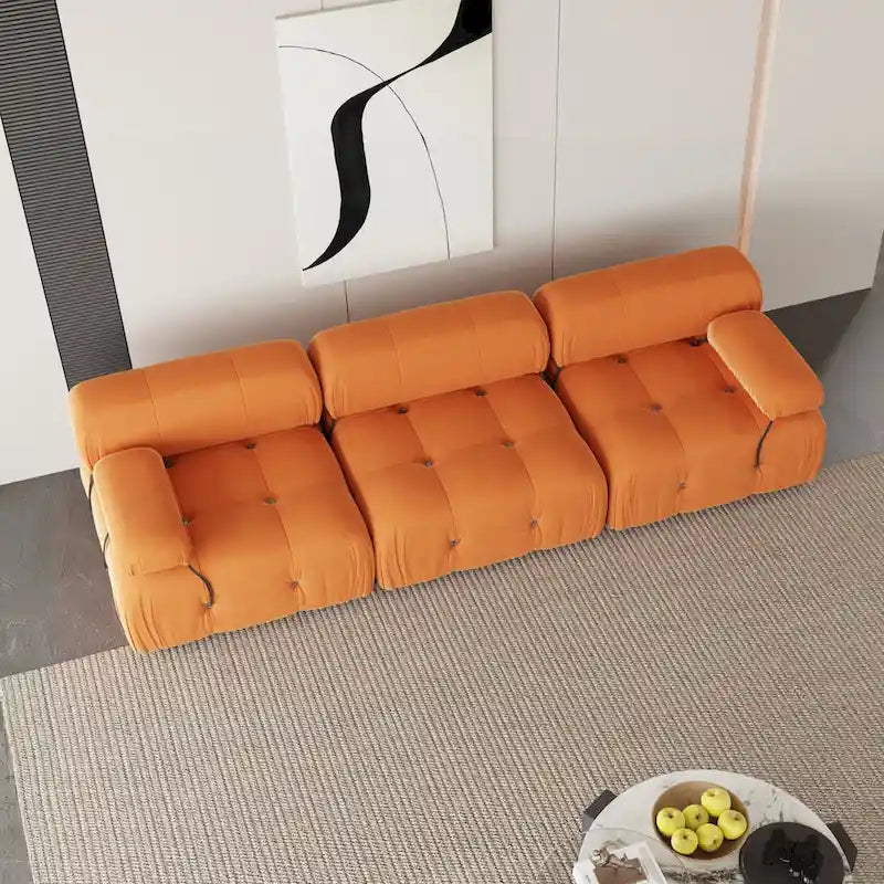 Samtstoff-bezogenes, modulares Sektionssofa, modernes Sofa