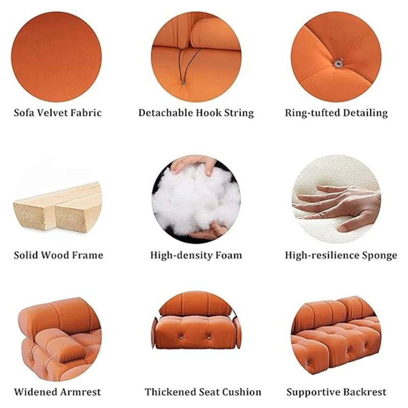 Samtstoff-bezogenes, modulares Sektionssofa, modernes Sofa