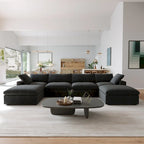 Schwarzes Commix Daunen-Polster-Sofa mit Ottomane