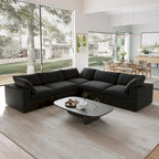 Schwarzes Commix Daunen-Polster-Sofa mit Ottomane