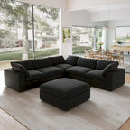 Schwarzes Commix Daunen-Polster-Sofa mit Ottomane