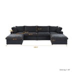 Schwarzes Commix Daunen-Polster-Sofa mit Ottomane