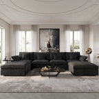 Schwarzes Commix Daunen-Polster-Sofa mit Ottomane