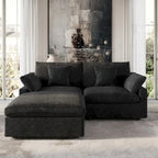 Schwarzes Commix Daunen-Polster-Sofa mit Ottomane