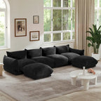 Chenille-Stoff-Ecksofa U-förmiges 4-Sitzer-Sofa mit 2 Hockern