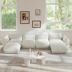 Chenille-Stoff-Ecksofa U-förmiges 4-Sitzer-Sofa mit 2 Hockern