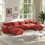 Chenille-Stoff-Ecksofa U-förmiges 4-Sitzer-Sofa mit 2 Hockern