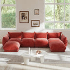 Chenille-Stoff-Ecksofa U-förmiges 4-Sitzer-Sofa mit 2 Hockern