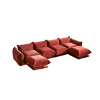 Chenille-Stoff-Ecksofa U-förmiges 4-Sitzer-Sofa mit 2 Hockern