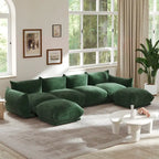 Chenille-Stoff-Ecksofa U-förmiges 4-Sitzer-Sofa mit 2 Hockern