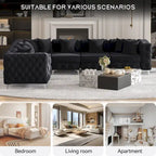 Großes L-förmiges modulares Sofa, 6-Sitzer Samt-Sektionssofa