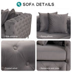 Großes L-förmiges modulares Sofa, 6-Sitzer Samt-Sektionssofa