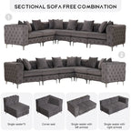 Großes L-förmiges modulares Sofa, 6-Sitzer Samt-Sektionssofa