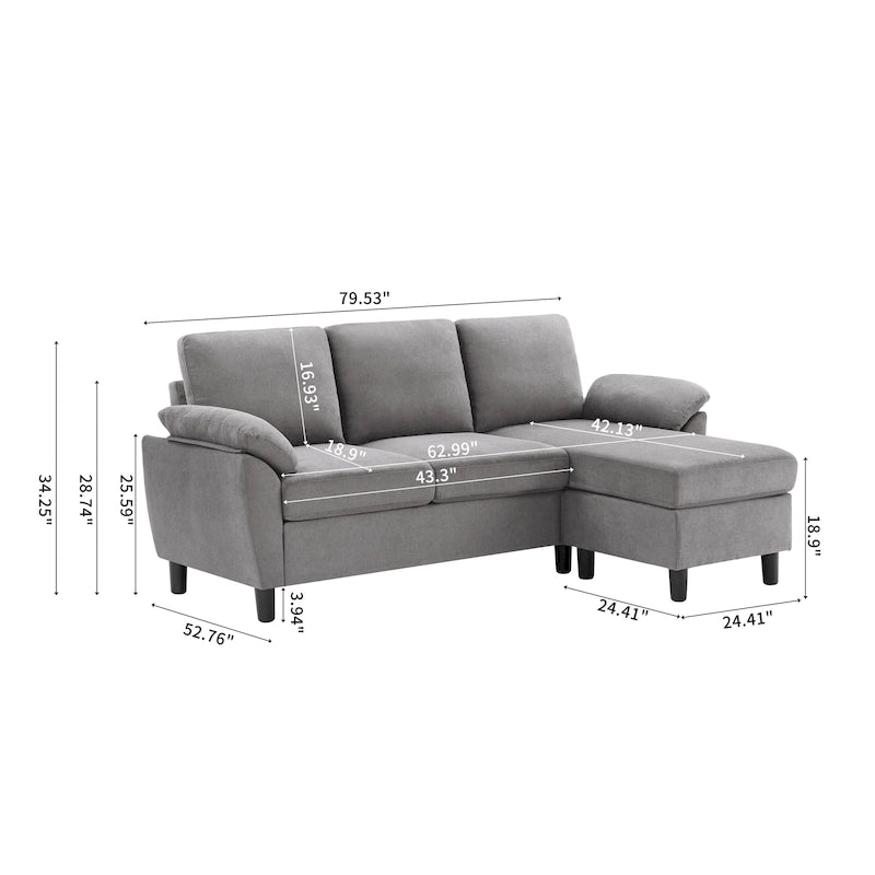 Jarenie 79.72 L-förmiges Sofa für das Wohnzimmer
