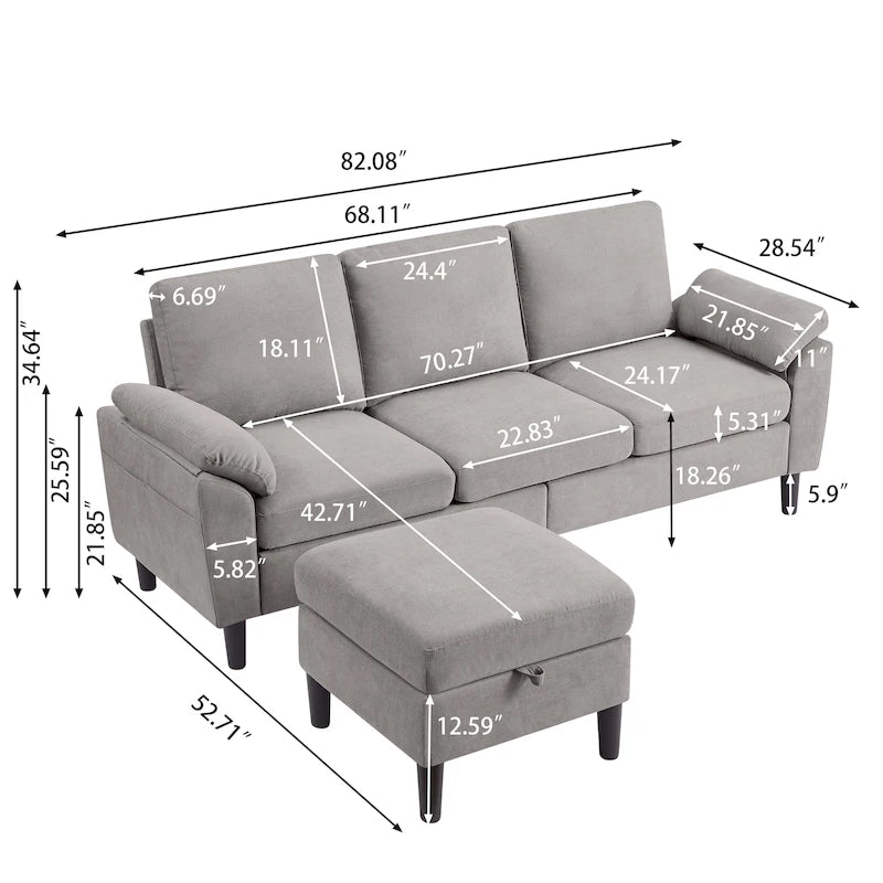 Jarenie 79.72 L-förmiges Sofa für das Wohnzimmer