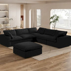Großes Ecksofa mit Daunenfüllung und Ottoman für Wohnzimmerset