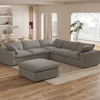 Großes Ecksofa mit Daunenfüllung und Ottoman für Wohnzimmerset