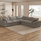 Großes Ecksofa mit Daunenfüllung und Ottoman für Wohnzimmerset