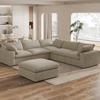 Großes Ecksofa mit Daunenfüllung und Ottoman für Wohnzimmerset