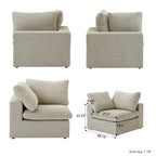 Großes Ecksofa mit Daunenfüllung und Ottoman für Wohnzimmerset