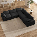 Großes Ecksofa mit Daunenfüllung und Ottoman für Wohnzimmerset