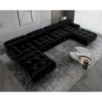 Schwarzes modulares Sektionssofa Samtbezogenes Sofa