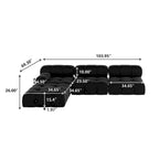 Schwarzes modulares Sektionssofa Samtbezogenes Sofa
