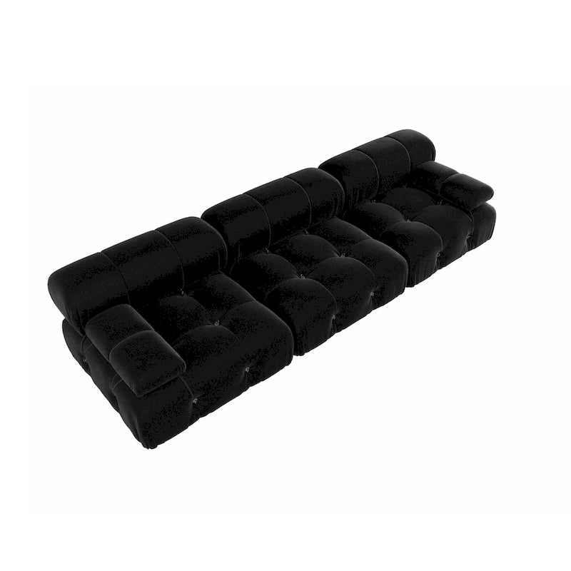 Schwarzes modulares Sektionssofa Samtbezogenes Sofa