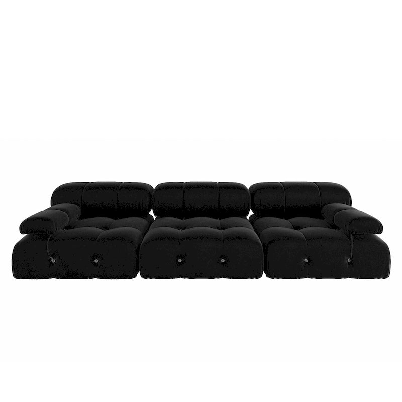Schwarzes modulares Sektionssofa Samtbezogenes Sofa