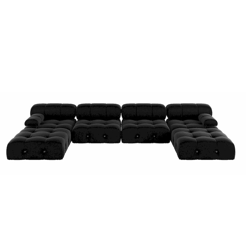 Schwarzes modulares Sektionssofa Samtbezogenes Sofa