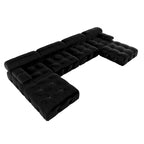Schwarzes modulares Sektionssofa Samtbezogenes Sofa