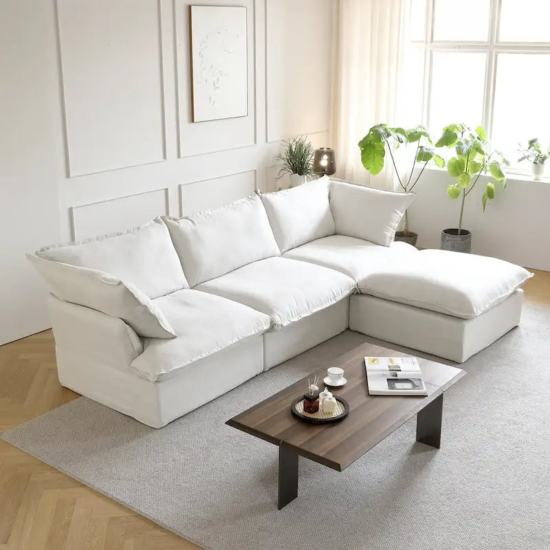 123 Polster-Ecksofa Minimalistische Samt-Couch