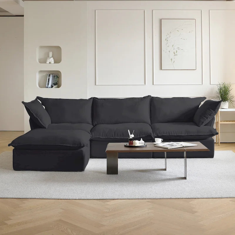 123 Polster-Ecksofa Minimalistische Samt-Couch