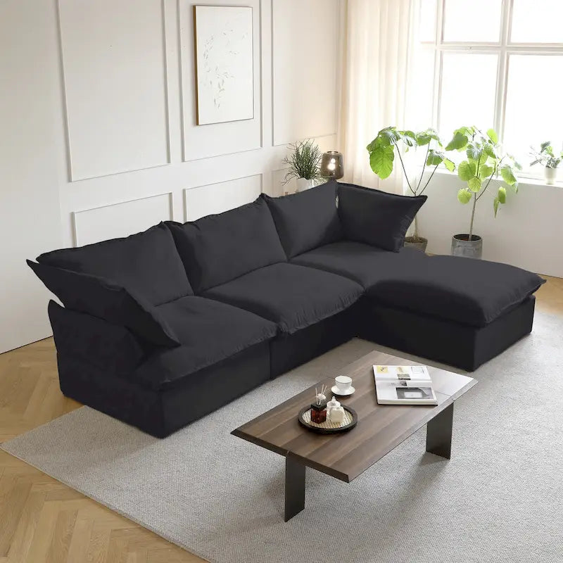 123 Polster-Ecksofa Minimalistische Samt-Couch