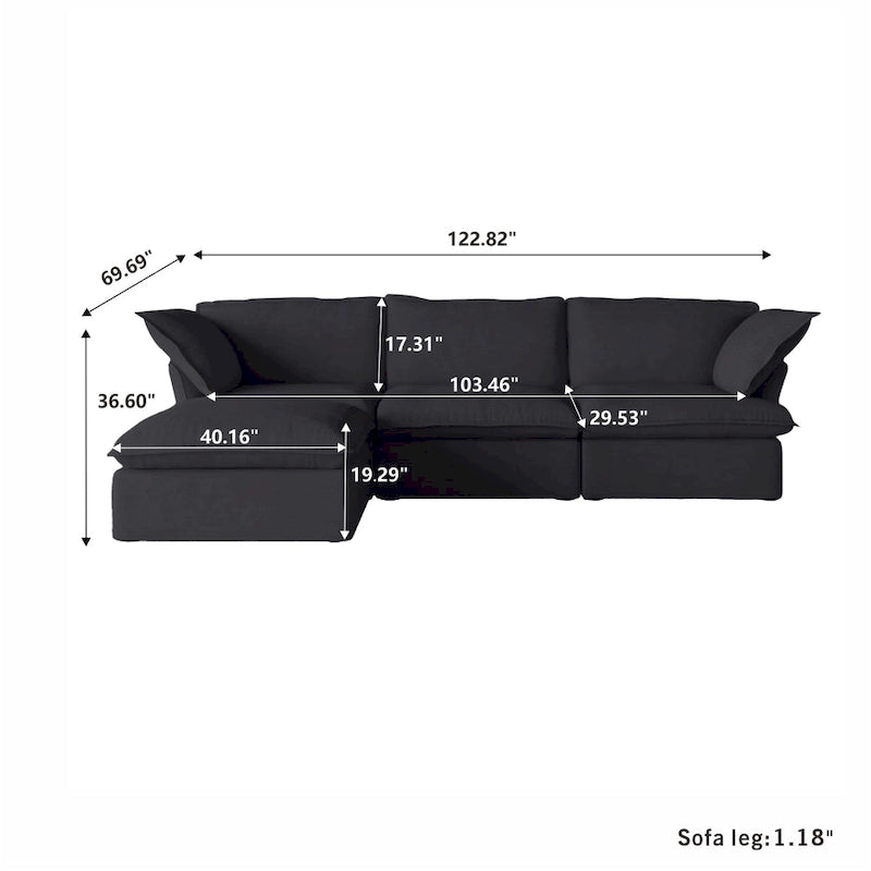 123 Polster-Ecksofa Minimalistische Samt-Couch