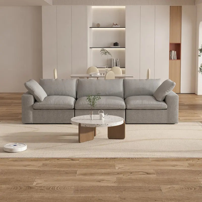 120 Zoll Modernes weiches, mit Daunen gefülltes 3-teiliges Sektionalsofa