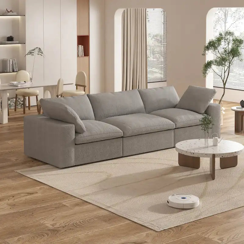 120 Zoll Modernes weiches, mit Daunen gefülltes 3-teiliges Sektionalsofa
