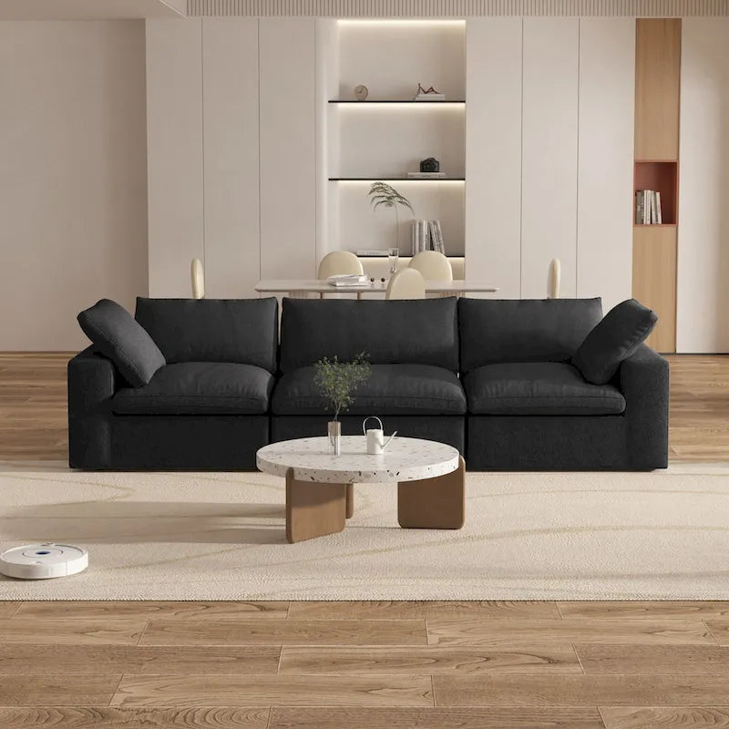 120 Zoll Modernes weiches, mit Daunen gefülltes 3-teiliges Sektionalsofa