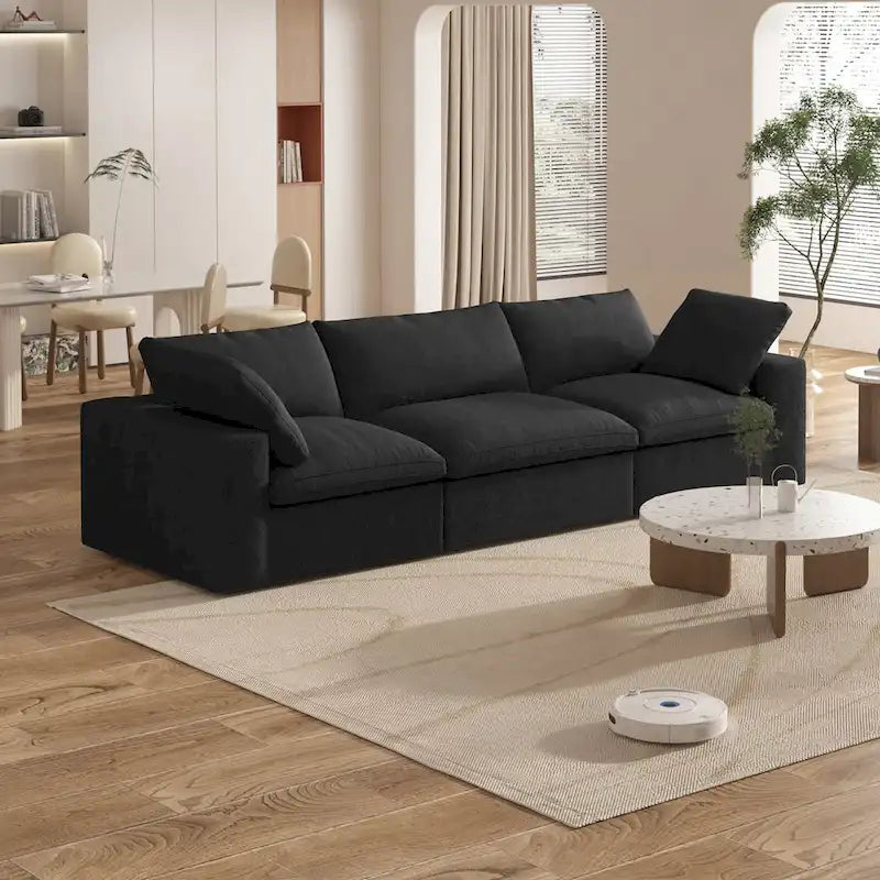 120 Zoll Modernes weiches, mit Daunen gefülltes 3-teiliges Sektionalsofa