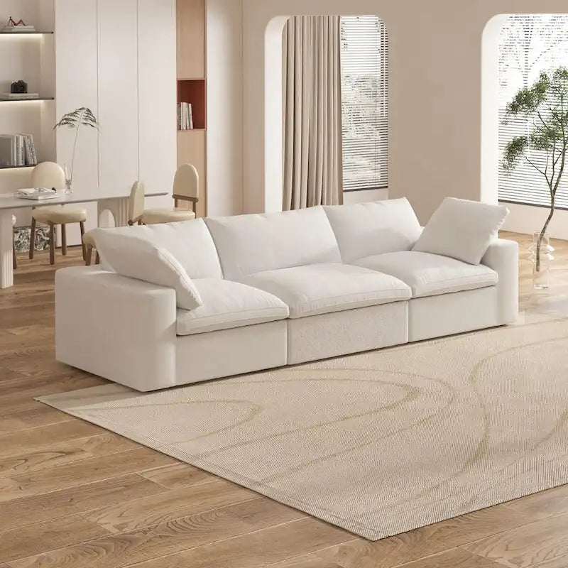 120 Zoll Modernes weiches, mit Daunen gefülltes 3-teiliges Sektionalsofa