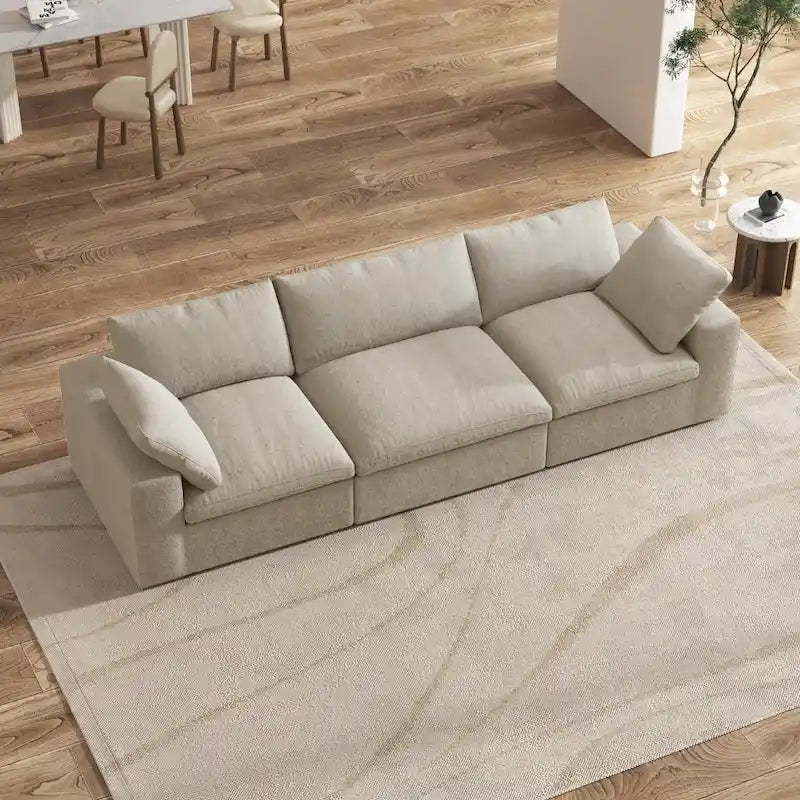 120 Zoll Modernes weiches, mit Daunen gefülltes 3-teiliges Sektionalsofa