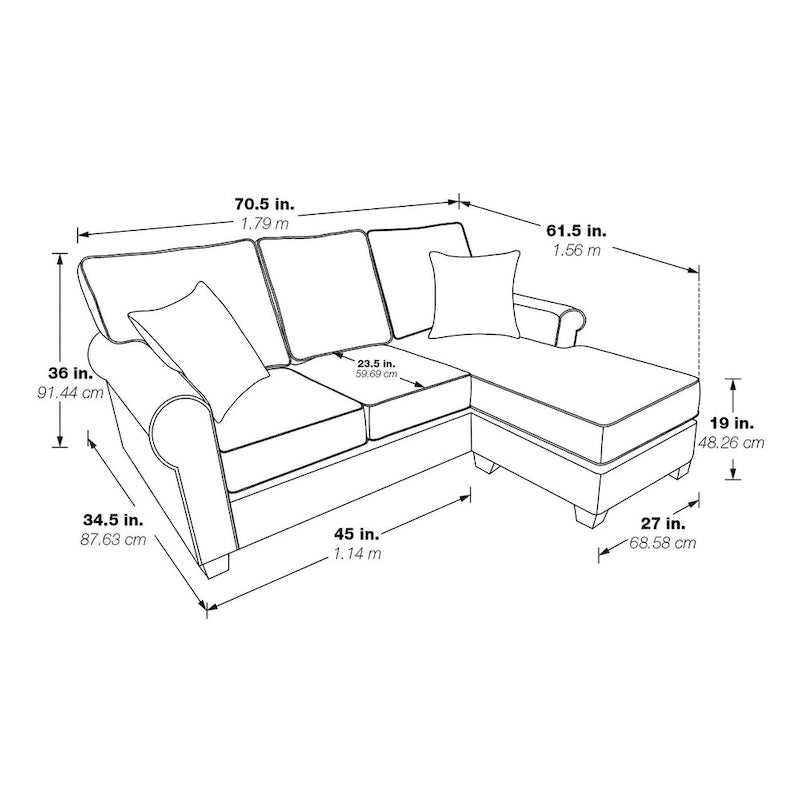 Rylee Ecksofa mit Armlehnen und Kissen